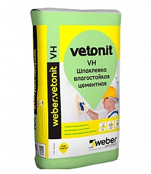 Шпатлевка финишная Weber Vetonit VH белая на цементной основе 20 кг